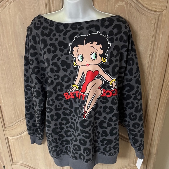 New Betty Boop Leopard Print Sweatshirt - Picture 11 of 15